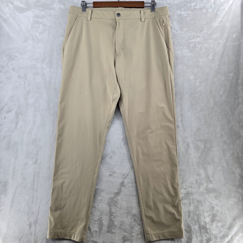 Lululemon Commission Pant Men 34 Tan Khaki Slim Fit Warpstreme‎ Chino